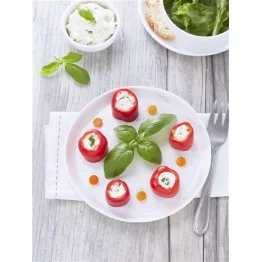 Mini poivrons rouges farcis à la ricotta et au basilic grand vert