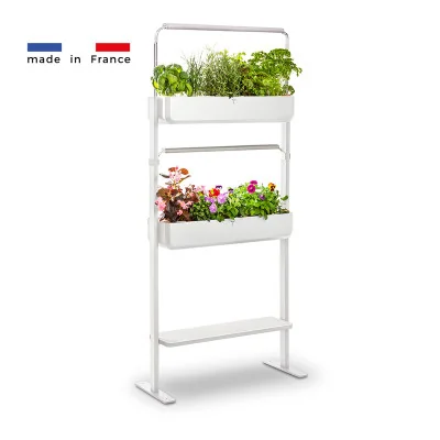 Gourmet 2X + tablet for microgreens - White - Side view - 16 plant slots Gourmet 2X + tablet for microgreens - White - Side view - 16 plant slots
