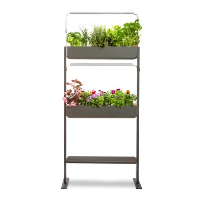 Gourmet 2X + tablet for microgreens - Graphite - Front view - 16 plant slots
