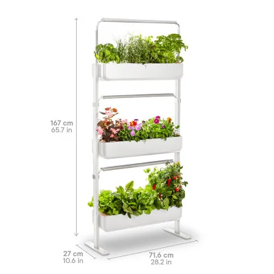 Gourmet micropousses 3X - Blanc - de profil - 24 emplacements - avec dimensions Gourmet micropousses 3X - Blanc - de profil - 24 emplacements - avec dimensions