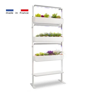 Gourmet 3X + tablet for microgreens - White - Side view - 24 plant slots Gourmet 3X + tablet for microgreens - White - Side view - 24 plant slots
