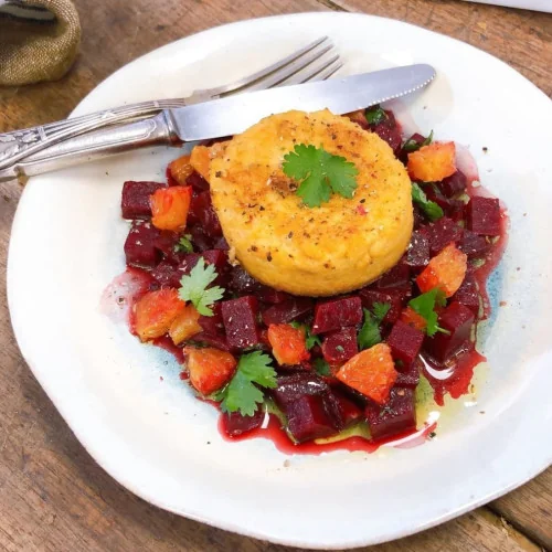 Croc tofu - Salade de betteraves rouge